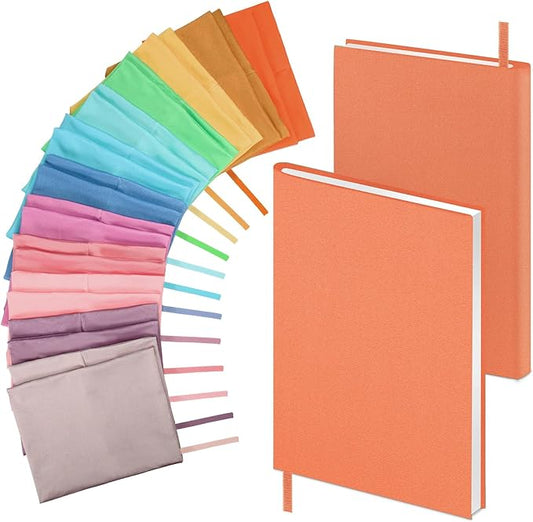 PerKoop 12 Pcs Jumbo Book Covers Stretchable Fabric School Book Protector Reusable Washable Cover Protector for Most Hardcover Textbooks(Vivid Colors,6 x 9 Inch)