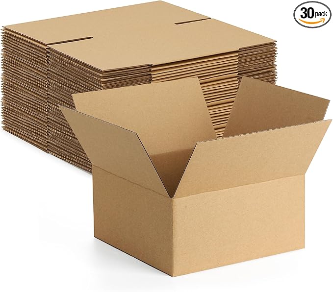 Eupako 8x8x4-Small-Shipping-Boxes-30-Pack-Brown-Corrugated-Box-Mailers, Cardboard Boxes for Packaging Small Business, Mailing