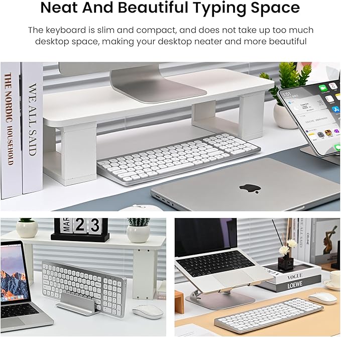 cimetech Wireless Keyboard and Mouse Combo, Compact Full Size Wireless Keyboard and Mouse Set Less Noise Keys 2.4G Ultra-Thin Sleek Design for Windows, Computer, PC, Notebook, Laptop - Silver