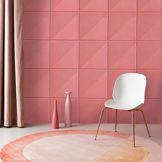 Large Cork Board for Walls 48"x 36", 12 Pack Felt Wall Tiles with Safe Removable Adhesive Tabs, Cork Board for Office,Pinboard Bulletin Board - Pink