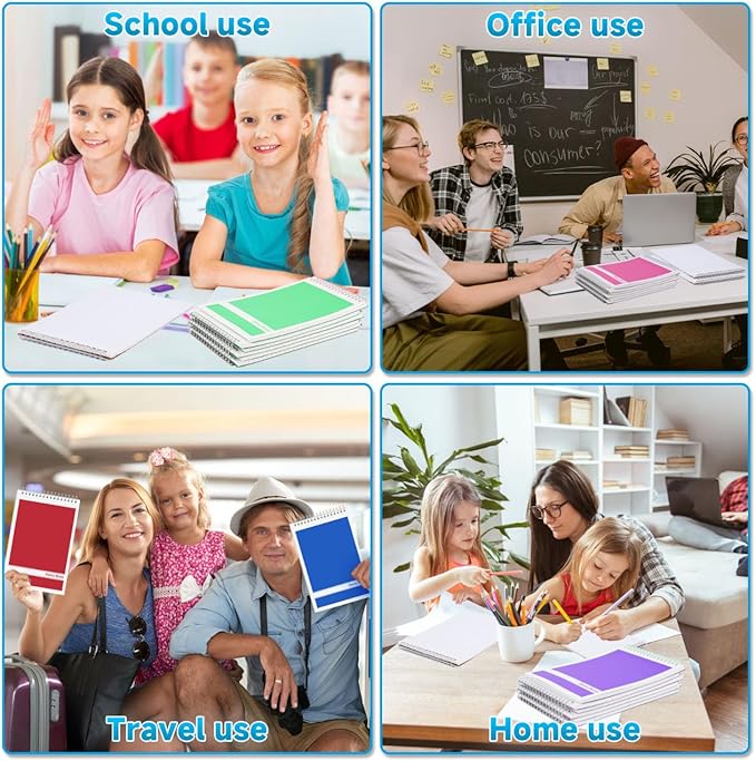 24 Pack Steno Pads 6x9 Spiral Notebooks Bulk 12 Assorted Colors Note Pads 60 Sheets Gregg Rule Writing Paper, Steno Notebooks for Students Teachers Men Women Professionals Office School Recording