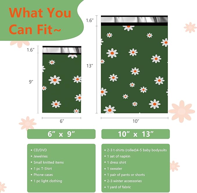 Poly Mailers 6x9 Inch 100 Pcs - Cherry printed Shipping Bags, 2.4mil Thickness, Waterproof and Tear Resistant Mailing Envelopes, Self-Sealing Packaging Bags for Small Business