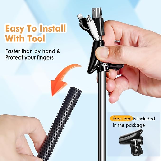 Automotive Wire Loom Flame Retardant Split Wire Loom Tubing Assortment Wiring Loom Kit Plastic Cover Electrical Covering Conduit Protective Wire Wrap Cable Sleeves Black 1/2" x 10 Ft