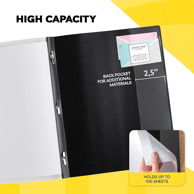 Report Covers - (Set of 10), 8.5 x 11 Letter Size, Clear Front Folders with 3-Prong Fasteners - Ideal for Presentations, Resumes & Keeping Your Documents Neat and Professional