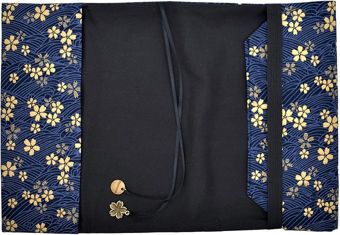 BLBMH 5.5x8.5 inch Book Covers for Paperbacks Adjustable Book Cover for Women Book Lovers Gifts Bible Novels Journal Soft Cloth Protector - Blue Sakura 8.5in