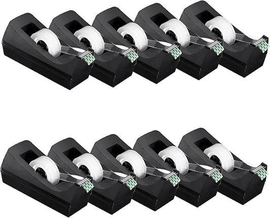Transparent Tape with Dispenser 10 Pack Tape Dispensers Desk unweighted Non Skid Base Desktop Dispenser Bulk for Office Home School