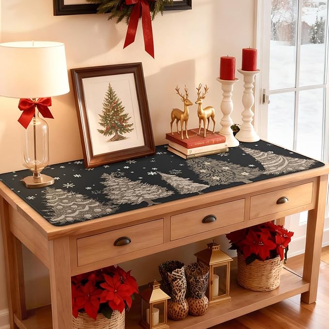 iCasso Black Desk Mat, Christmas Mouse Pad, Desk Matt for Desktop Accessories, Cute Desk Pad Mat, Large Mouse Pad for Desk, Anti-Slip Big Mousepad with Stitched Edges, Home Decoration