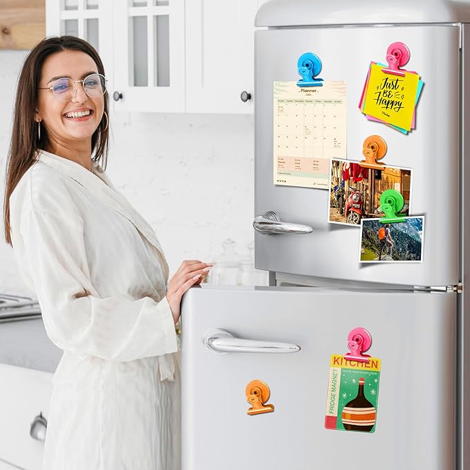 60 Pack Refrigerator Magnets with Clips, Fridge Magnets Whiteboard Magnet Clips, Teacher Classroom Must Haves,Manget Heavy Duty, Best for Photo Displays,Whiteboard,Refrigerator,Locker,Plant
