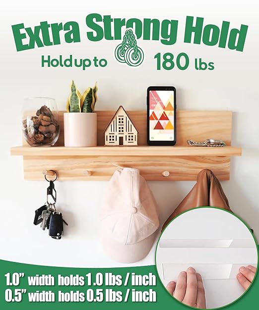 Extra Strong Double Sided Tape Heavy Duty - 240" x 1.0" & 0.5" - Removable Two Sided Nano Mounting Adhesive for Wall, Posters, Rug, Picture Hanging - Teacher, Dorm Room, Office & Outdoor Essentials