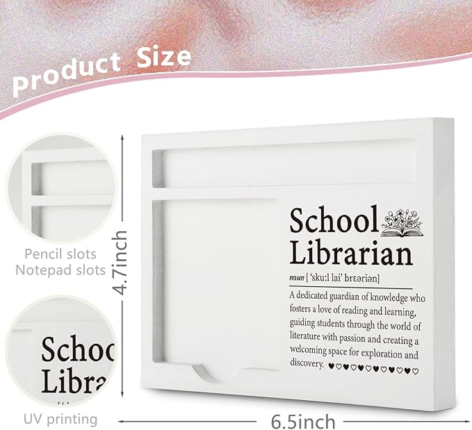 School Librarian Office Supplies Sticky Note Holder Decor, School Librarians Thank You Appreciation Gifts for Women Self-Stick Note Pad Holders YBB05