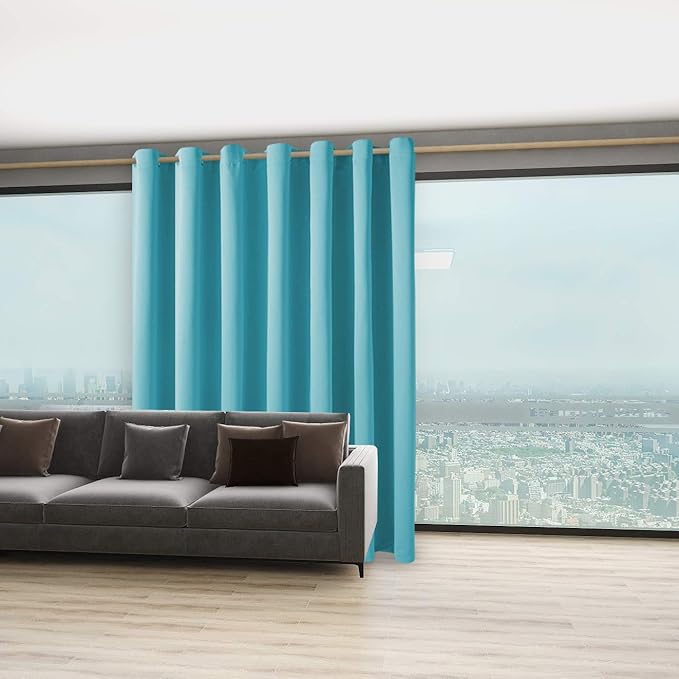 BONZER Extra Wide Room Divider Curtain Total Privacy Wall Noise Reducing Blackout Curtains for Apartment, Studio, 108L x 150W Inch (9L x 12.5W ft), 1 Panel, Teal