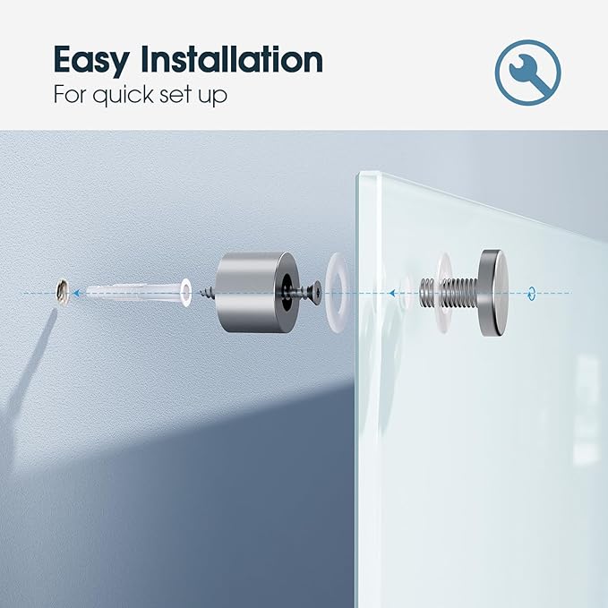 MaxGear Glass White Board 96x48 Inches, Wall Mounted Magnetic Glass Dry Erase Board, Extra Large Frameless Whiteboard with 1 Eraser,3 Markers and 6 Magnets for Office, School, Home