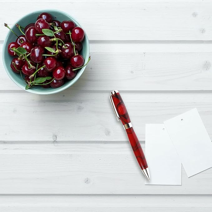 Tuscany Red & Black Ballpoint Pen - Marbleized Gloss Body