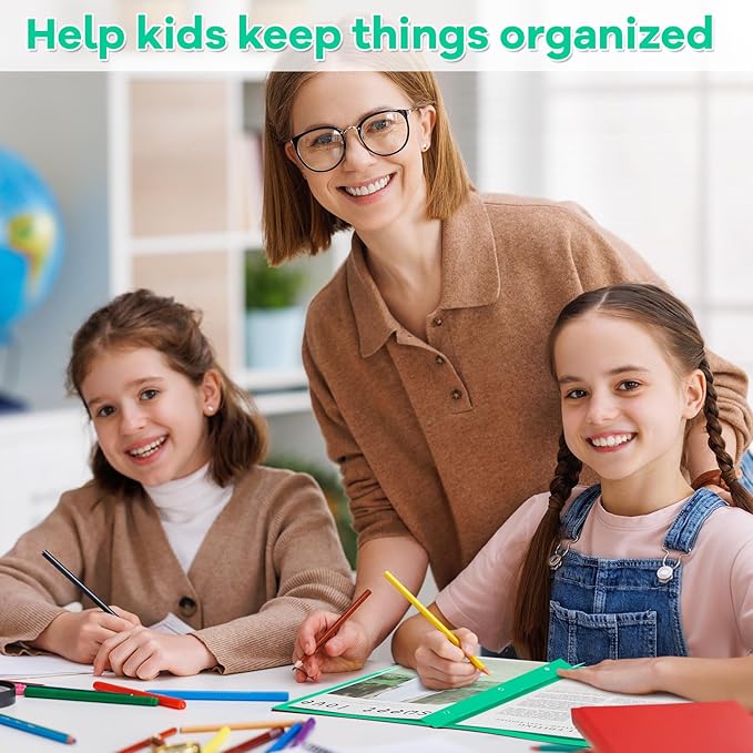 Henoyso 72 Pcs Plastic Folders with Clear Front Pocket and 3 Prong Take Home Plastic 2 Pocket Folder Back to School for Students Parent Teacher Communication for School Office (Green)