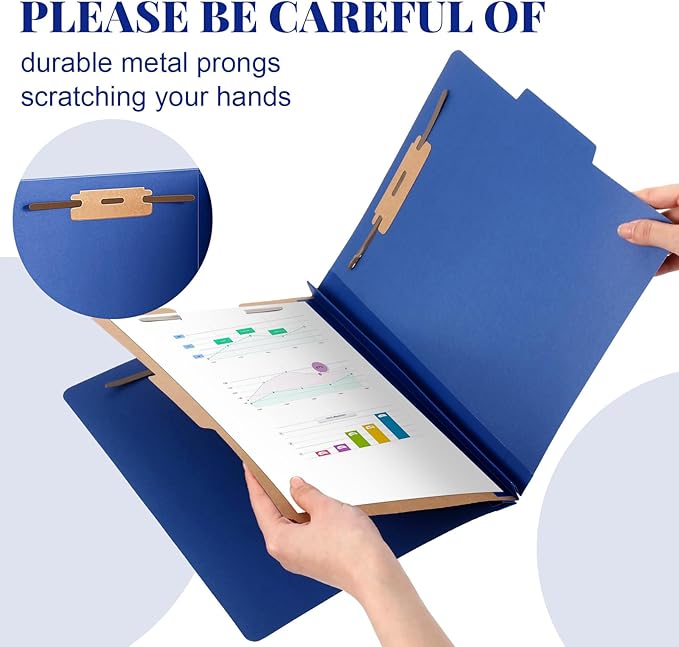 Skyygemm 48 Pcs Classification Folders Letter Size, 1 Divider Pressboard File Folder with Fasteners, Expanding File Organizer Bulk for Teachers, Clergy, Office, Church, Christmas Donations (Dark Blue)