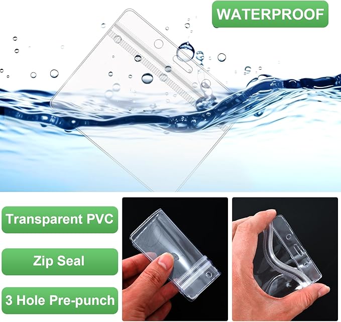 100 Pack Lanyards for ID Badges with Clear Name Tags, Reusable Lanyards Horizontal ID Card Badge Holders Plastic Name Badges for Men Women Kids Business School and Office Supplies (Green)