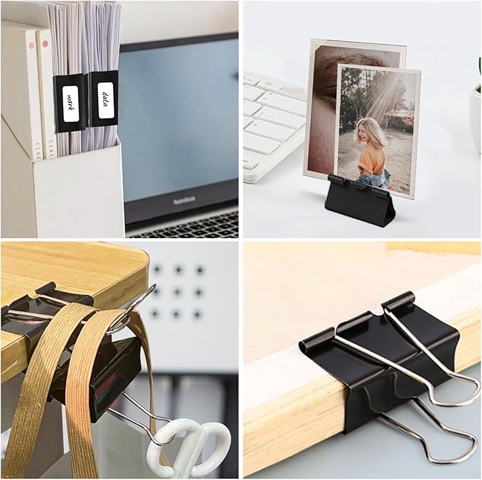 Jumbo Binder Clips 3 inch, Binder Clips Extra Large Heavy Duty 6 Pcs for Office Supplies, Black