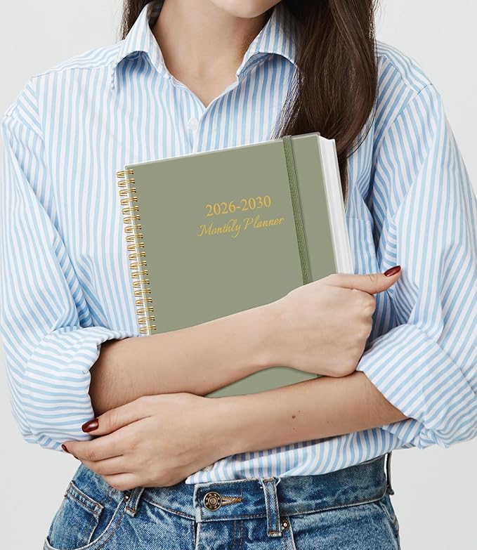 2026-2030 Monthly Planner - 60 Month PLanner Calendar from January 2026 to December 2030, 5 Year Planner 2026-2030 with Flexible Cover, Inner Pocket, Perfect for Home | School | Office, 8.5" x 11", Green