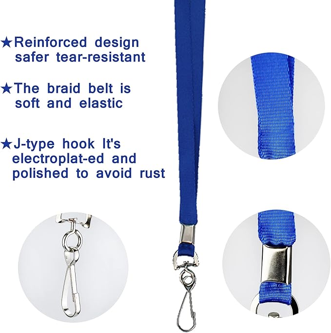 Bulk Lanyards Lanyards for ID Badges,Lanyards with Swivel Hook Clips for Name Tag Lanyard ID Holder (Blue, 100 Packs)