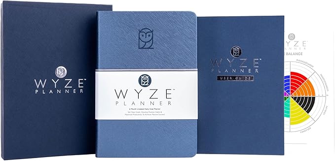 Undated Daily Planner – 6-Month A5 Productivity Organizer with Full Page Per Day, Hourly Schedule, Goal Setting, Habit Tracker, Weekly & Monthly Pages – Hardcover Time Management Notebook (Blue)