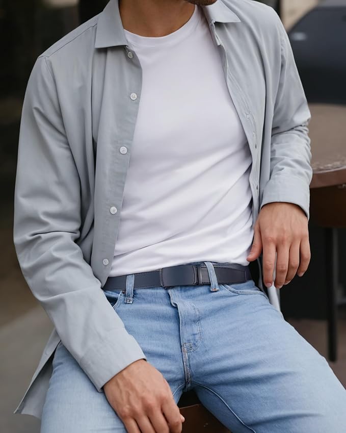 CHAOREN Mens Belt Leather Ratchet Belt - Customizable Fit, Effortless Style (35mm)