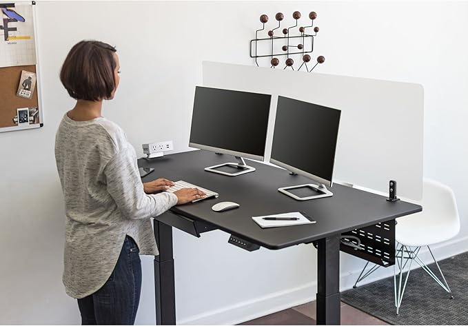Stand Up Desk Store Under Desk Cable Management Tray Black Horizontal Computer Cord Raceway and Modesty Panel (Black, 51")