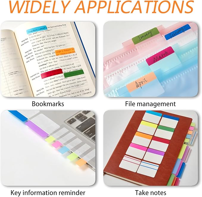 Sticky Index Tabs Book Page - 500Pcs 2 Inch Writable Colored Pages Markers, Repositionable File Tab Flags Labels Self Adhesive Reading Divider Sticker for Books, Binders, Notebook and Folders (21 Set)