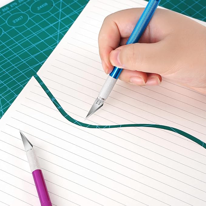 DIYSELF Exacto Knife Set, 2 Pcs Craft Knife with 40 Pcs Hobby Knife Replacement Blades, Hobby Knives Kit for Scrapbooking, Stencil, Fondant, Paper, Sharp Precision Knives for Art Carving