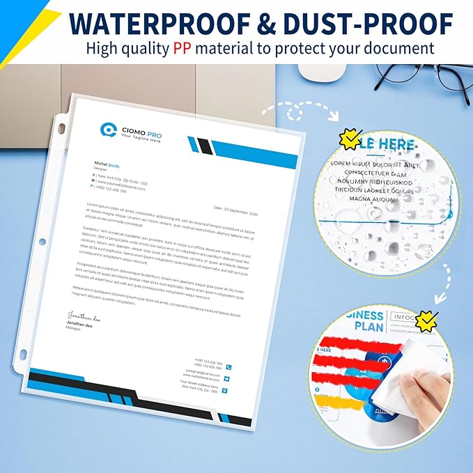 SUNEE Sheet Protectors 600 Packs for 3 Ring Binder, PVC-Free Clear Page Protectors 8.5x11 Inches Plastic Sleeves for Paper, Documents, Photos, Top Loading Binder Sleeves Letter Size