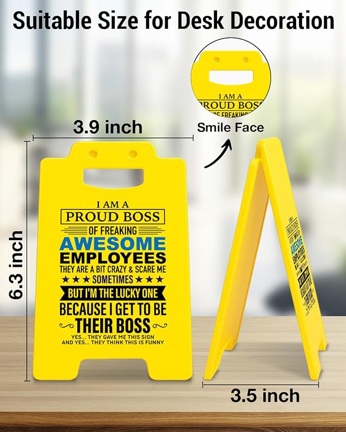 Funny Boss Gifts for Men Women, Birthday Gifts for Bosses Male Female from Employee, Boss Day Gift Fun Office Desk Little Signs