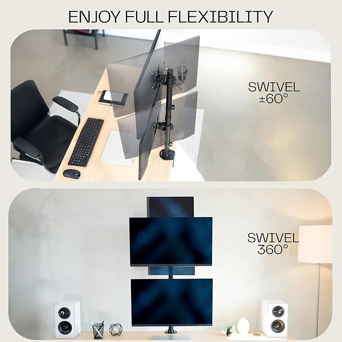 VIVO Dual Monitor Desk Mount Stand with Height Adjustment and VESA Plates for 2 LCD Ultrawide Screens up to 34 inches, Stacked Array, STAND-V002R