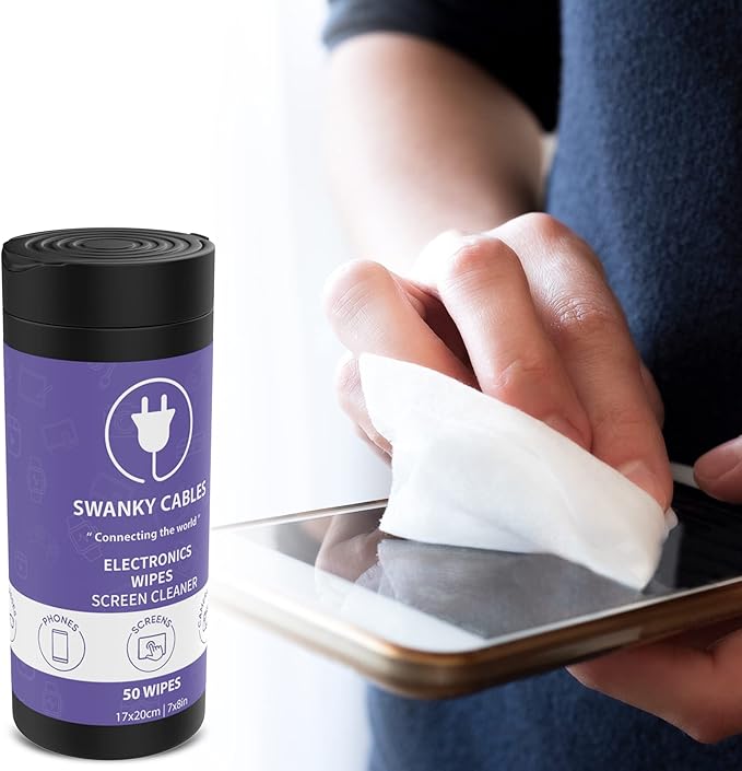 Screen Cleaner Wipes: Electronic Wipes for Screens - Computer Screen Wipes for Lens, Phone, Tv Screen and Monitor Cleaning - Tech Wipes & Microfiber Cloth (Canister, 100 Count)