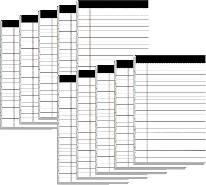 5" x 8" Note Pads 10 Pack of Legal Pads 21lb Notepad College Ruled Legal Pad 30 Sheets Perforated Small Writing Pads Double-Side Printed Pad of Paper for School, College, Office