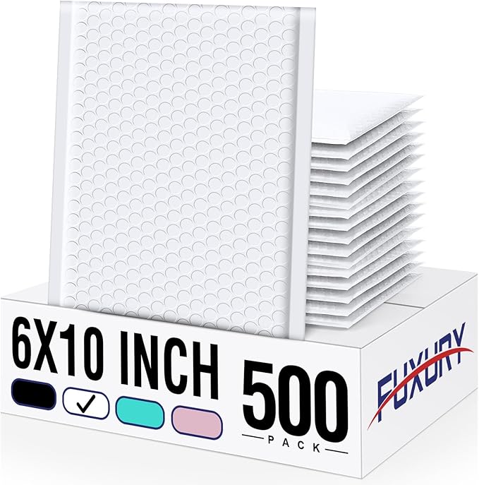 Fuxury 500 Pack White Bubble Mailers 6x10 Inch, Small Bubble Shipping Envelopes#0 Thick Bubble Padded Mailer Strong Adhesion Padded Envelopes for Mailing Jewelry,Makeup