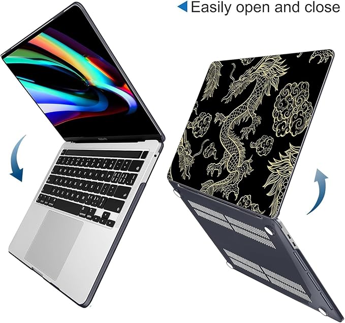 Compatible with MacBook Pro 13 Inch Case M2/M1 2025 2022-2017 A2338 A2289 A2251 A2159 A1989 A1706 A1708 Plastic Hard Shell Case&Keyboard Cover&Mac OS Keyboard Sticker (Dragon)