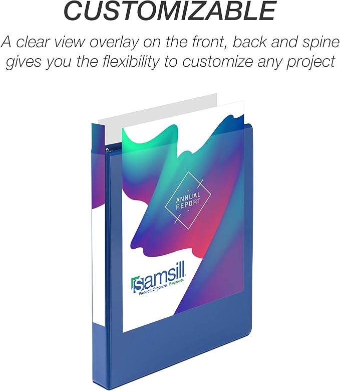 Samsill Durable 1 inch 3 Ring Binder, Made in USA, D Ring Binder, FSC 100% Recycled Chipboard, Blue, 12 Pack