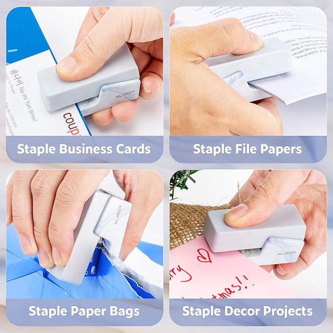 Mini Stapler with 830 Staples, Small Cute Desk Staplers, 25 Sheet Capacity, Fluid Blue