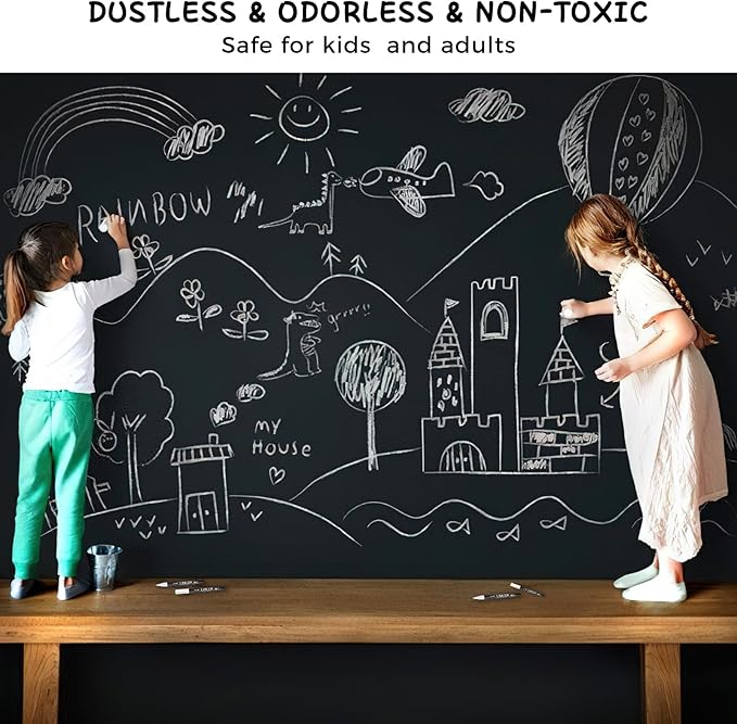 SFAIH White Liquid Chalk Markers - 6 Pack 0.7mm Fine Tip Wet Erase Chalkboard Markers for Signs, Windows, Glass, Chalk Pens with 20 Chalkboard Labels, Non Toxic