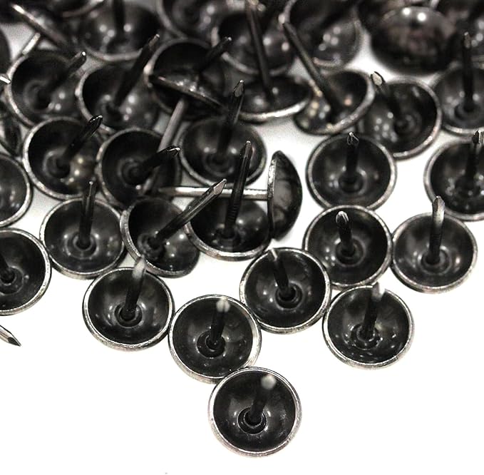 500Pcs Upholstery Tacks, BetterJonny Decorative Furniture Nails Pins 17X11MM Black Metal Thumb Tacks for Upholstered Furniture Cork Board, Home Decor