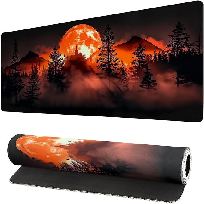 Extended Gaming Mouse Pad, Large Desk Mat XL Anime Mouse Pad Waterproof with Stitched Edges, Non-Slip Desktop Pad for Home and Office, Level Up Your 31.5x11.8 Inch (Roaring Flame)