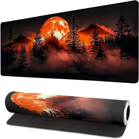 Extended Gaming Mouse Pad, Large Desk Mat XL Anime Mouse Pad Waterproof with Stitched Edges, Non-Slip Desktop Pad for Home and Office, Level Up Your 31.5x11.8 Inch (Roaring Flame)
