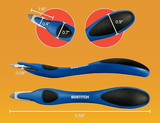Bostitch Office Professional Push Style Easy Staple Remover, Blue, 3-Pack (30000-BLUE-3PK)