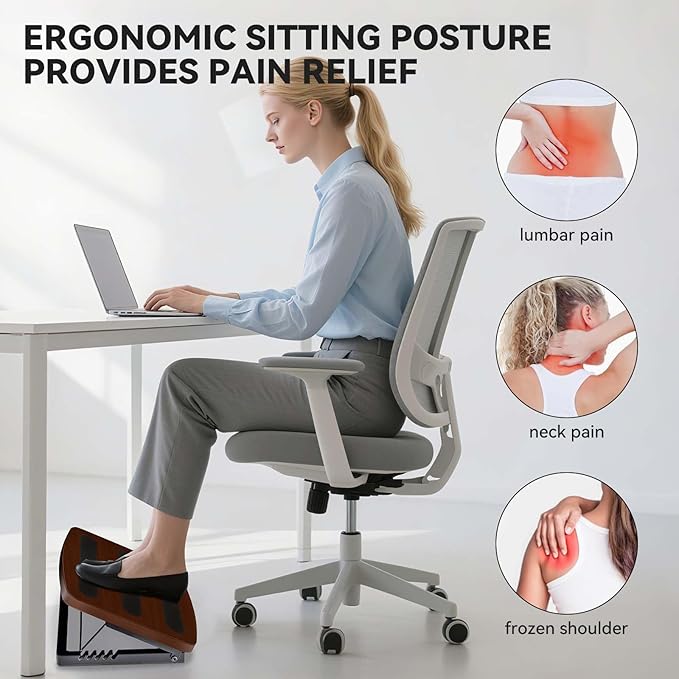 Adjustable Foot Rest for Under Desk at Work,Ergonomic Foot Stool Under Desk for Office with 6 Angles,Wooden Footrest Suitable for Home,Office