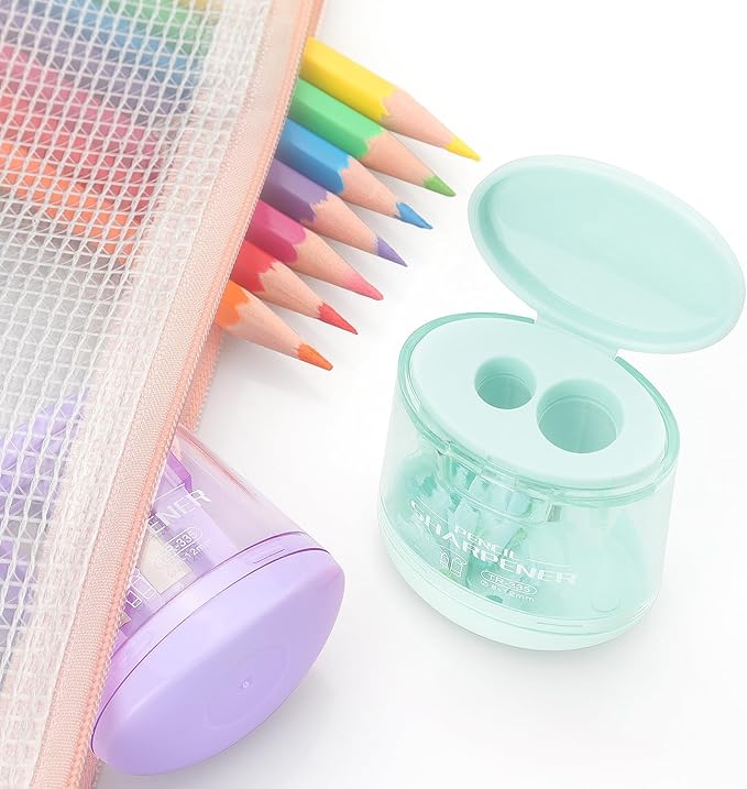 4 Pack Pencil Sharpeners Manual Dual Holes Compact Colored Handheld Pencil Sharpener for Kids, School, Office