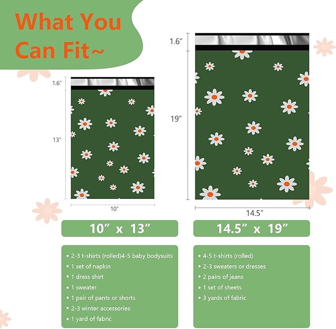 Poly Mailers 14.5x19 Inch 50 Pcs - Cherry printed Shipping Bags, 2.4mil Thickness, Waterproof and Tear Resistant Mailing Envelopes, Self-Sealing Packaging Bags for Small Business