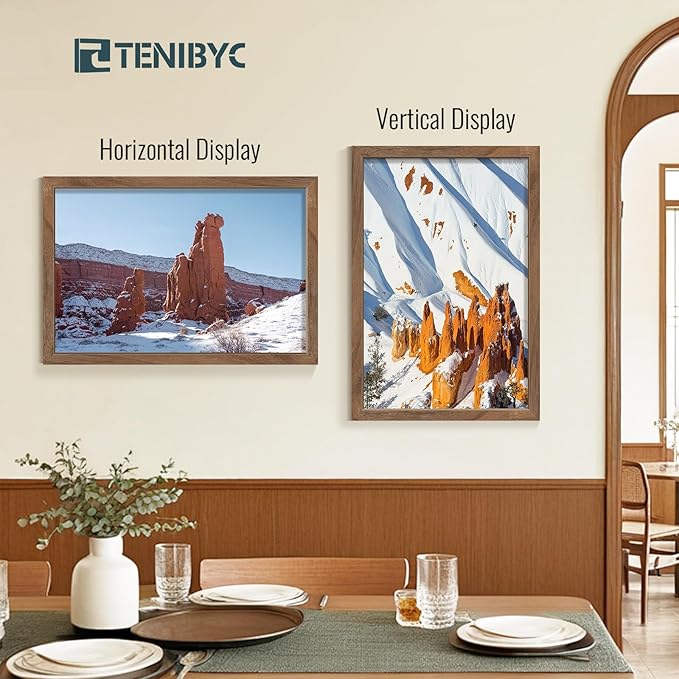 16x24 Frame - 4 Pack, Walnut Brown Wood Grain, Display 16x24 or 24x16 Photos, Posters and Puzzles, Picture Frame for Wall