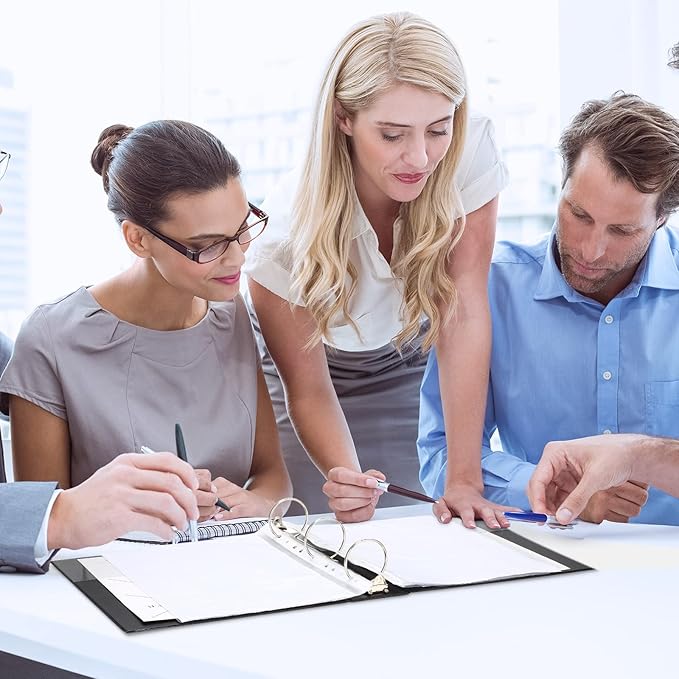 TaoBary 10 Pack 3 Inch Binders 3 Ring Heavy Duty Black Round Rings Bulk 11.6" x 10.4" Presentation Folder View Binder with Pockets Binder for Christmas Office Gifts Supplies Teacher Student Home