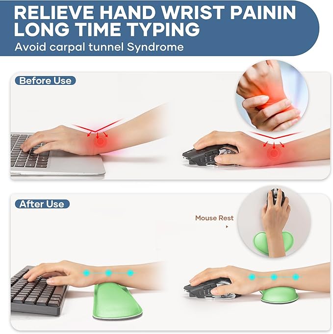 Office Ergonomic Memory Foam Computer Mouse and Keyboard Wrist Rest pad Support Carpal Tunnel, Wrist Rest for Keyboard and Mouse, Wrist Support Set