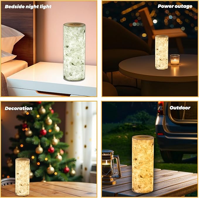 USB Charging Touch Bedside Table Lamp, 4000mAh Rechargeable Battery - Stepless Dimming Imitation Birch Tree Lamp, Portable Night Light for Bedroom, Camping, Dorm, Living Room, Office