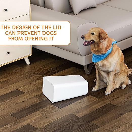 Yieach 12L White Slim Bathroom Trash Can with Lid,3.17 Gallon Pet/Dog Proof Kitchen Trash Can,Rectangle Thin Garbage Can,Covered Waste Basket,Narrow Small Plastic Trashcan for Room,Bedroom,Office,1PCS